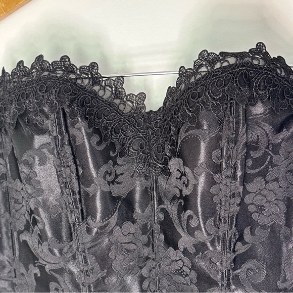 Fredericks of Hollywood Black Corset Lace Hem Lace-Up Bone Structure Size 38 New - Picture 6 of 16